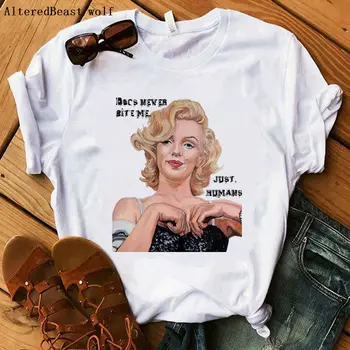 Marilyn Monroe seksi rdeče ustnice ženske poletje moda print majica s kratkimi rokavi ženske 2019 priložnostne kratek rokav harajuku ženski modi vrhovi tee