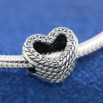 2020 Nove Jesensko 925 Sterling srebrna Kača Verige Vzorec na Odprtem Srcu Čare Fit Original Zapestnica DIY za Ženske Fine Nakit