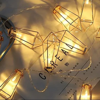 PIron Kovinski Diamantno Niz LED Luči Garland baterijsko Božič Stranka Vrt Doma Dekoracijo LED Luč Svetlobe