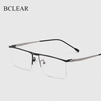 Titanove Zlitine Optičnih Očal Okvir Moških Ultralahkih Kvadratnih Kratkovidnost Recept Očala Kovinski Pol Platišča Spomladanski Tečaj Očala