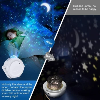 Barvita Zvezdnato Nebo Projektor USB, Daljinsko upravljanje Predvajalnika Glasbe Luna Star LED Nočna Lučka Romantično Projekcija Lučka za Rojstni dan Darila