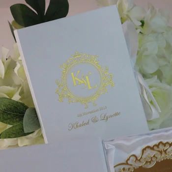 Vzorec Osebno Vgravirana Zlato akril Poročna vabila z zlato foiled bele škatle