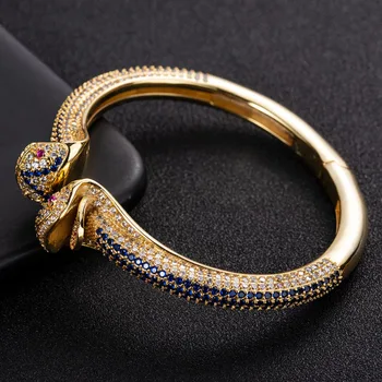 Zlxgirl nakit visoke Kakovosti Modra miro utrla cirkonij Dubaj zlato bangle moda Kača živali zapestnica &bangle za dekle