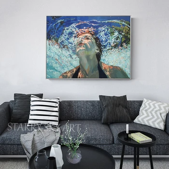 Poklicni Umetnik Ročno poslikano Impresionizem Lady Plavanje Oljna slika na Platnu Lep Potapljaški Lady Oljna slika, Portret