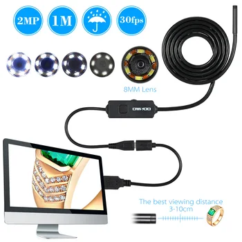 OWSOO 6 LED 8 MM Objektiv 720P Endoskop IP67 Nepremočljiva Pregled Borescope USB Žice Kača Cev Kamera za Android Pametni telefon