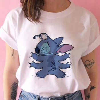Disney Lilo & Stitch Ženske T-shirt Moda Evropi in Ameriki Pop Ulične Vrhovi Bela Prevelik Oblačila Visoko blagovne Znamke Tee majica