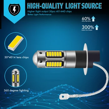 2X H3 H1 Visoko Kakovostne LED Avto Spredaj Foglamps Anti Meglo Žarnice Auto Anti Meglo Lučka za Vožnjo Svetlobe 6000K 880 881Daytime Teče Luči