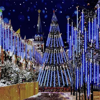80/50 cm Božič Meteor Tuš Dež 8 Cevi LED Niz Luči, Nepremočljiva, za na Prostem Počitnice Božično Drevo Okraski EU Plug