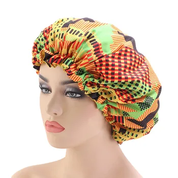 60pcs/veliko Afriških Tiskanja tkanine Ankara lase bonnet Saten Obložene spanja skp zelo Veliko Spanja Skp Noč Spanja Pokrivalo Ženske Turban