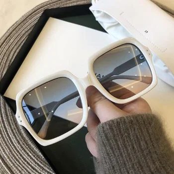 Retro prevelik kvadratnih sončna očala ženske luksuzne blagovne znamke retro velik okvir sončna očala za ženske visoke kakovosti črna vožnje očala