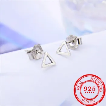 Korejski slog sterling srebrni uhani 925 votlih geometrijske trikotnik uhani ženske srebro 925 uhani, modni nakit