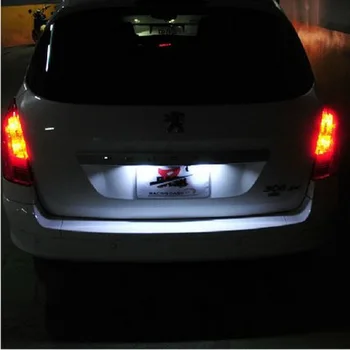 ANGRONG 2x LED Številka Licence Ploščo Svetlobe Žarnice Canbus, Za Peugeot 3008 207CC 308 406 508 806