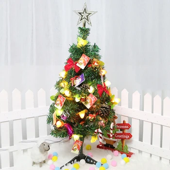 60 cm Mini Božično Drevo, Umetne Bor Božič Drevo Z LED Niz Luči Tabela Okraski Božič Obrti za Domačo Pisarno