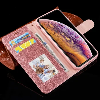 Bling Diamond Flip Case Za iPhone 11 Pro Max 7 Plus 6 6S 8 XS X XR 8Plus iPhone11 SE 2020 Usnjene Denarnice Bleščice Primeru Telefon