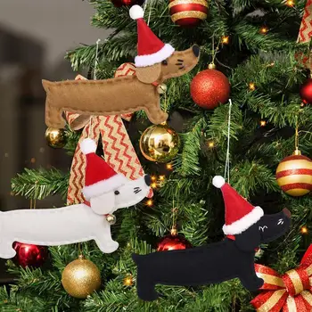 4Pcs Božično Drevo Okraski Visi Jazavičar Pes Oblikovan Obesek Božični Okraski Za Dom Božič 2020 Navidad Darilo