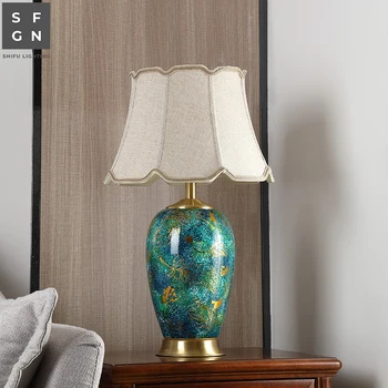 Baker namizne svetilke Ameriški stil za dnevno sobo Jingdezhen keramične svetilke luksuzne Spalnice postelji svetilko okrašena led svetilke