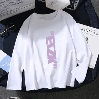 2020 bela Dolg Rokav T-shirt za študentk korejska različica svoboden par dna vrh ins trend