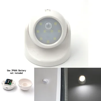 Home Security 9 LED Senzor Gibanja Ponoči Luči 360-Stopinjski Zasuk Otrok Auto PIR IR Infrardeči Detektor Stenska Svetilka
