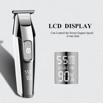 Kemei Barber Profesionalne frizerske Clipper LCD Zaslon, 0 mm Baldheaded Brado Las Brivnik za Moške, Električni Sušilnik za Rezanje