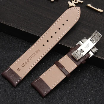 Visoko kakovost Black Brown Pravega Usnja Watch Trak Metulj Uvajanje Zapirali Watch Band 18 mm 19 mm 20 mm 21 mm 22 mm