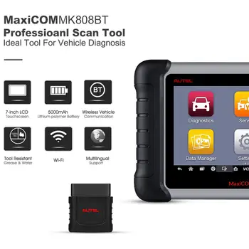 Autel MaxiCom MK808BT Auto Diagnostično Orodje Kodo Bralnik Vseh Sistem MK808 MX808