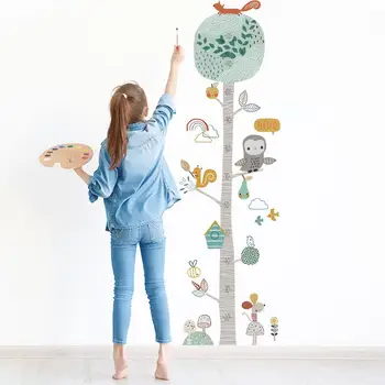 Barvita Risanka Živali Višina Ukrep Nalepke za Otroke sobe Dekor Vinil PVC Stene Decals je Umetnost Freske Doma Dekor Ozadja DIY