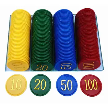 160Pcs Plastičnih Poker Čip s 4 Zlate Velike Številke Tiskanje za Igralnih Žetonov, Plastični Kovanci - Rumena+Zelena+Rdeča+Modra