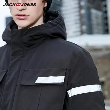 JackJones Moške Zimske Reflektivni Design Tovora Mid-dolžina Topla puhovka Parka Plašč Moška Slog 219312515