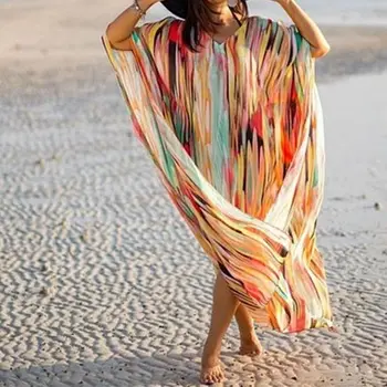 Oversize Šifon Bikini Kritje Gor Plaža Cover-up za Ženske Pareo Plaži Tunika kopalke Poletje Dolg Plaža Obleko Haljo Plage De