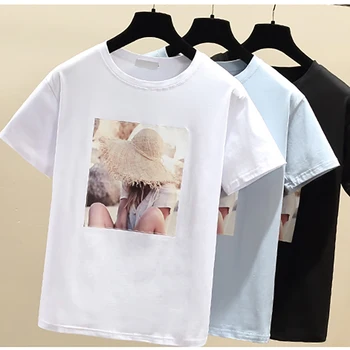 Majica Za Ženske Camisetas Mujer T-shirt grafični Damskie Črni Bombaž korejskem Slogu Estetske Obleke Poletje Tee Srajce Femme