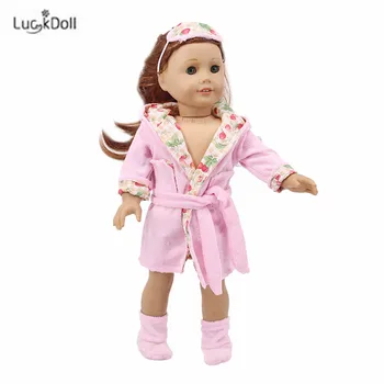 Lutka Plišastih Hooded Nightgown Pajama bo Ustrezala 43 cm Baby Doll In 18 Inch Ameriški Lutka Pribor,Naša Generacija Najboljše Darilo Za Dekle