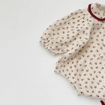 Novo Leto 2020 Jeseni Baby Toddler Dekleta Trikotnik Jumpsuits Newborn Baby Dekleta Cvetlični Dolg Rokav Obleke, Igralne Obleke In Klobuk