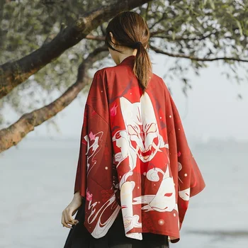 Kimono Jopico Womens Vrhovi In Bluze Japonski Slog Ulične Ženske Ženske Vrhovi Poletje 2019 Dolgo Ženska Majica Črna AA4762