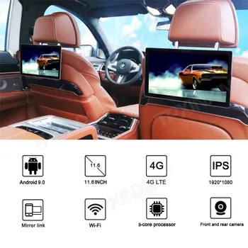 Vzglavnik Zaslon Android 9.0 Avtomobilski Stereo sistem, Video Predvajalnik za 11,6-palčni Zaslon, Zaslon na Dotik, Bluetooth Autoradio Pantalla Coche 12V
