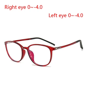Ultra-lahka, TR90 Študent Recept Očala Ženske Moški Retro Ovalne Končal Kratkovidnost Očala Rdeča/Črna/Vijolična Okvir 0~-4.0