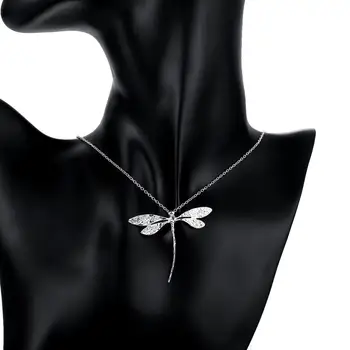 Vroče Prodajo 925 Srebrna Ogrlica Moda Insektov Dragonfly Verige Obesek Ogrlice Trendovski Nakit Darila