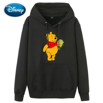Disney Majica Winnie Pooh Bear Cvetlični Risanka Tiskanja Hoodie Pulover Dolg Rokav Pocket Pari Unisex Majica 8 Barve