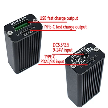 100W Super flash Hitro polnjenje QC baterijo, USB AVTO polnilec DC+PD za Celoten protokol pd + vrata VOOC QC4.0 PD3 ZA prenosnik DC NAPAJANJE