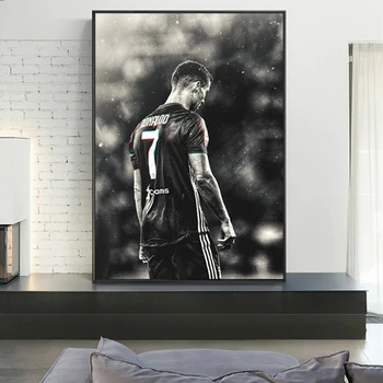 Star Plakati Nogomet nogometni Igralec Cristiano Ronaldo Portretno Slikarstvo Cabvas Črno Belo Sliko za Dom Design