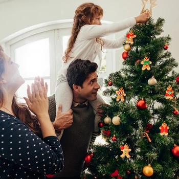 6PCS Božični Medenjaki Človek Okraski Tradicionalnih Lutka Visi Xmas Tree Nalepko Obesek Počitnice Odlikovanja