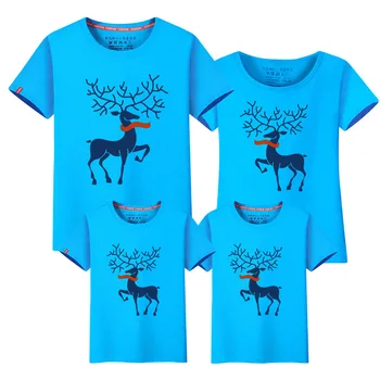 Božič Družinski Ujemanja Obleke T-shirt Več Barv Milu Jelena Ujemanje Družino Videz Oblačila Mati Oče Otroka Kratek Rokav