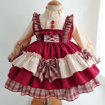 Jeseni, Pozimi Lolita Obleko Otrok Berry Dekle Lolita Obleko Otrok Retro Dolgimi Rokavi Otroci Obleke za Dekleta božič obleko