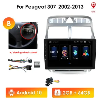 2din Android 10 Avto DVD Multimedijski Predvajalnik, Stereo Za Peugeot 307 307CC 307SW 2002-2013 Avto Radio, WiFi, GPS Navigacija Bluetooth