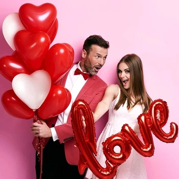 100PCSRed Roza Balon 12 Ljubezen Srce iz Lateksa Poročni Baloni Helij Balon valentinovo, Rojstni dan Napihljivi Baloni