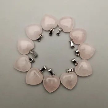 Moda naravni Kremen Rose 15 mm srce Obeski & ogrlice za izdelavo Nakita čar Točke deli 50pcs/veliko debelo
