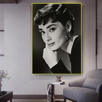 Klasične Star Plakatov in Fotografij Hepburn Slika Slikarstvo Črno Bela Ženska Slike za Dom Design brez okvirjev Soba Dekor