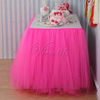 100 cm x 80 cm Hot Pink Til Tutu Tabela Krila Posode za svate Baby Tuš Rojstni dan, Božič Namizni Dekor