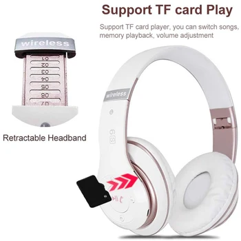 Bluetooth Brezžični Glasbeni Slušalke Bas HI-fi Slušalke, Prenosni Zložljive 3D Slušalke Za Xiaomi Iphone z mic Podpora SD Kartice
