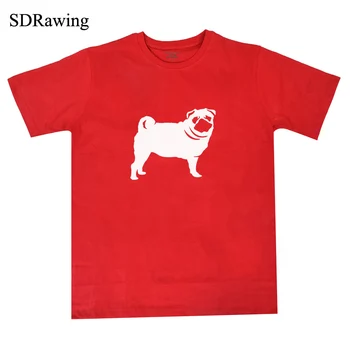 Smešno srčkan Pug dog tiskanja bombaž majica za ženske, pes ljubimec dekle Grafični Tees poletje priložnostne vrhovi plus velikost