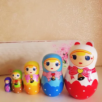 5PCS/Set Lep Matryoshka Lesene Lutke Gnezdenje Babushka ruske Strani Barva za Otroke Božič Igrače Darila lutke za otroke